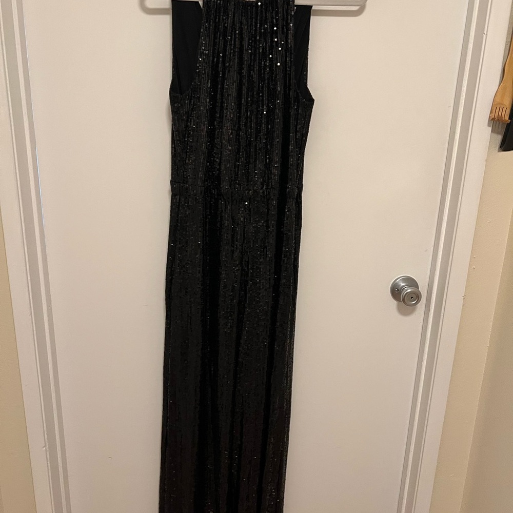 Elegant Black Sequin Overall Jumpsuit